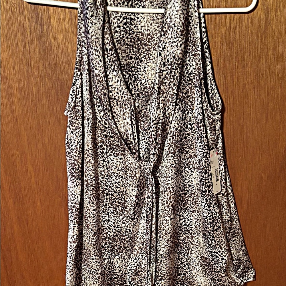 Women's Black, Brown, and White Sleeveless Top